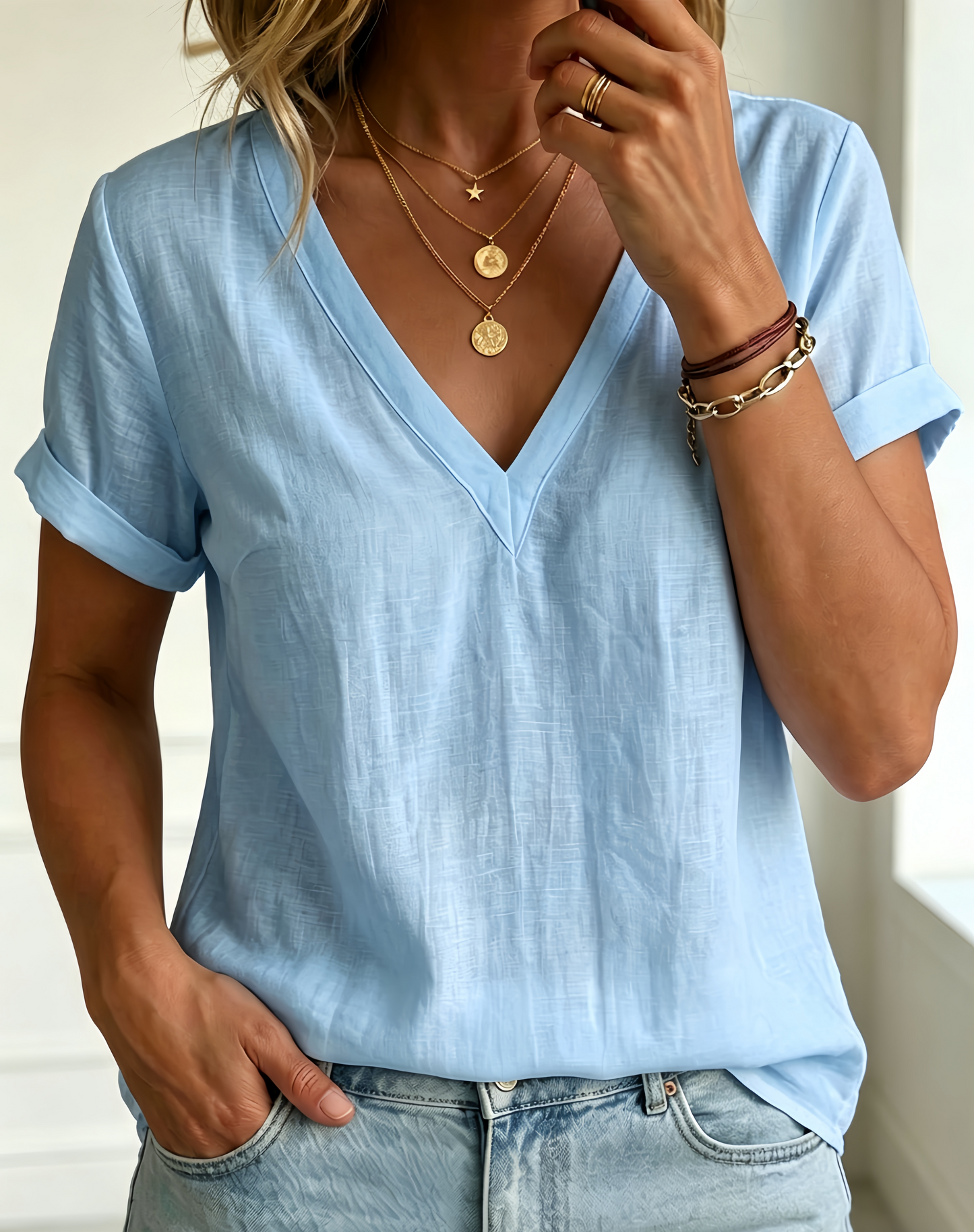 HOT SALE🔥Women's V-neck Short-sleeve Top