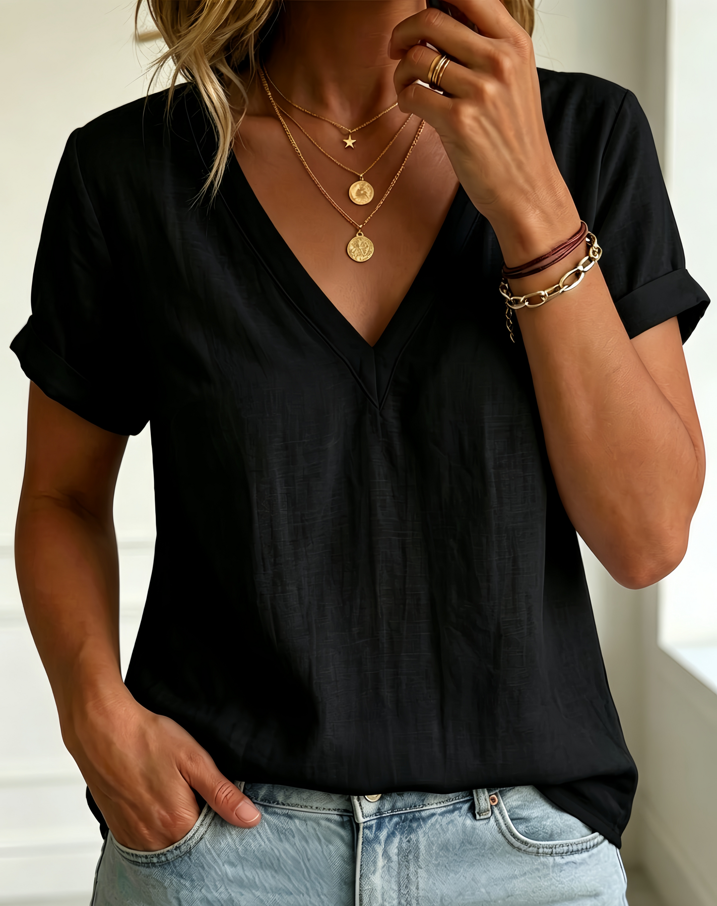 HOT SALE🔥Women's V-neck Short-sleeve Top