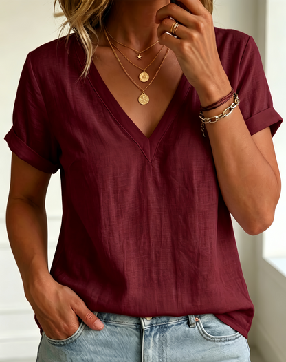 HOT SALE🔥Women's V-neck Short-sleeve Top