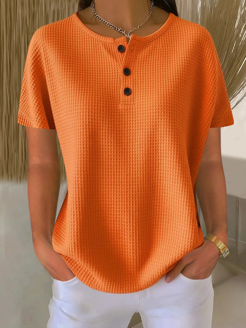 🔥New Arrivals🔥Women's Casual Button-up Waffle Knit Top