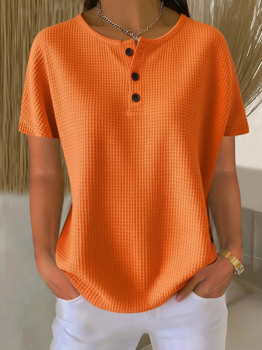 🔥New Arrivals🔥Women's Casual Button-up Waffle Knit Top