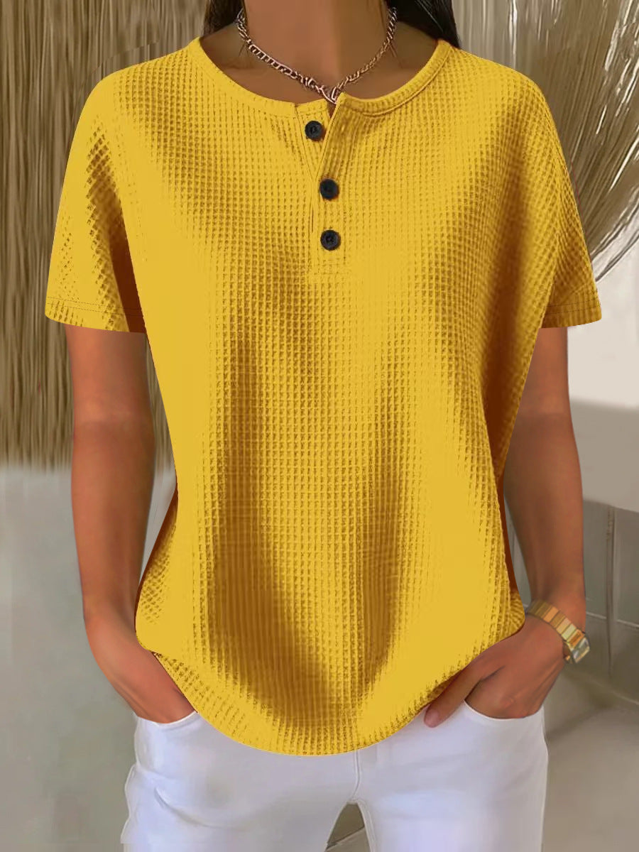 🔥New Arrivals🔥Women's Casual Button-up Waffle Knit Top