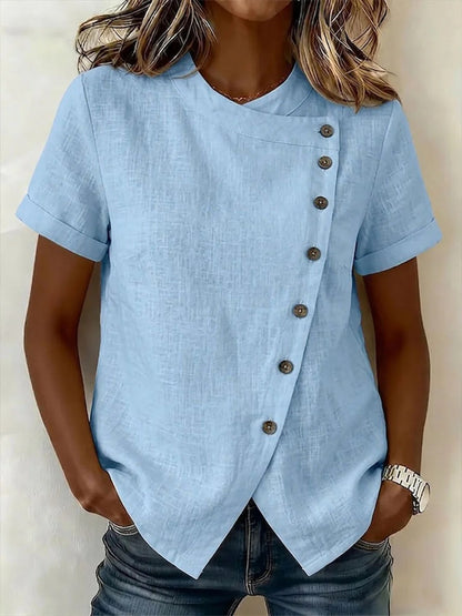New Arrivals🔥Women's Casual Side Button-up Cotton Linen Top