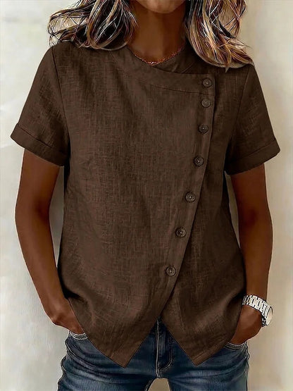 New Arrivals🔥Women's Casual Side Button-up Cotton Linen Top