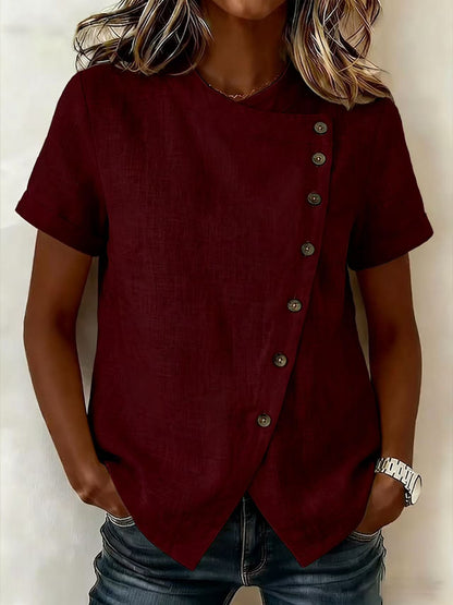 New Arrivals🔥Women's Casual Side Button-up Cotton Linen Top