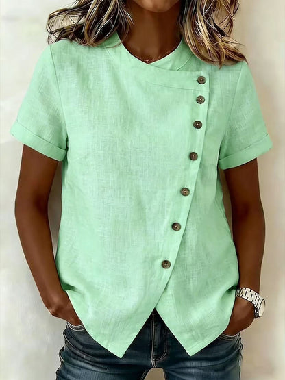 New Arrivals🔥Women's Casual Side Button-up Cotton Linen Top