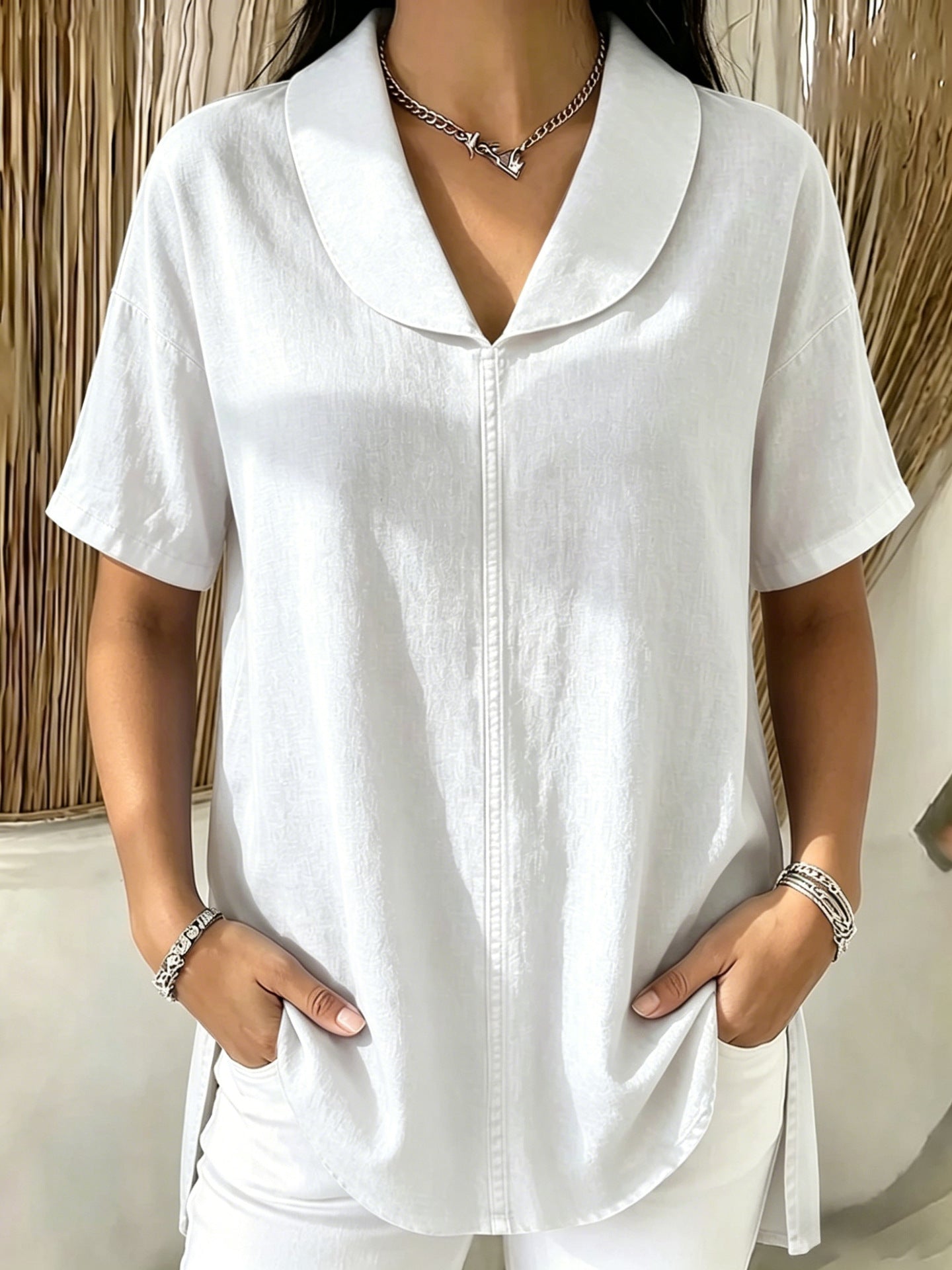 New Arrivals🔥 Women's Peter Pan Collar V-neck Short-sleeved Top