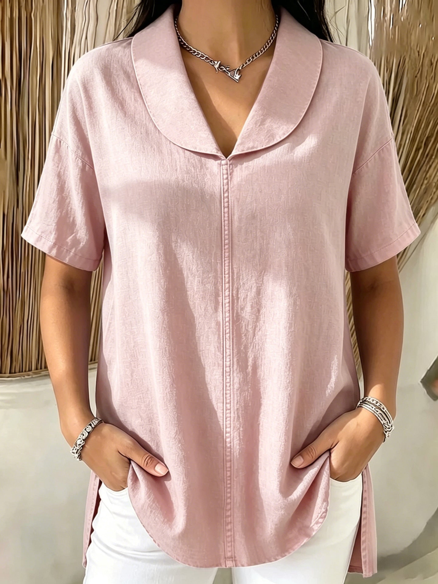 New Arrivals🔥 Women's Peter Pan Collar V-neck Short-sleeved Top