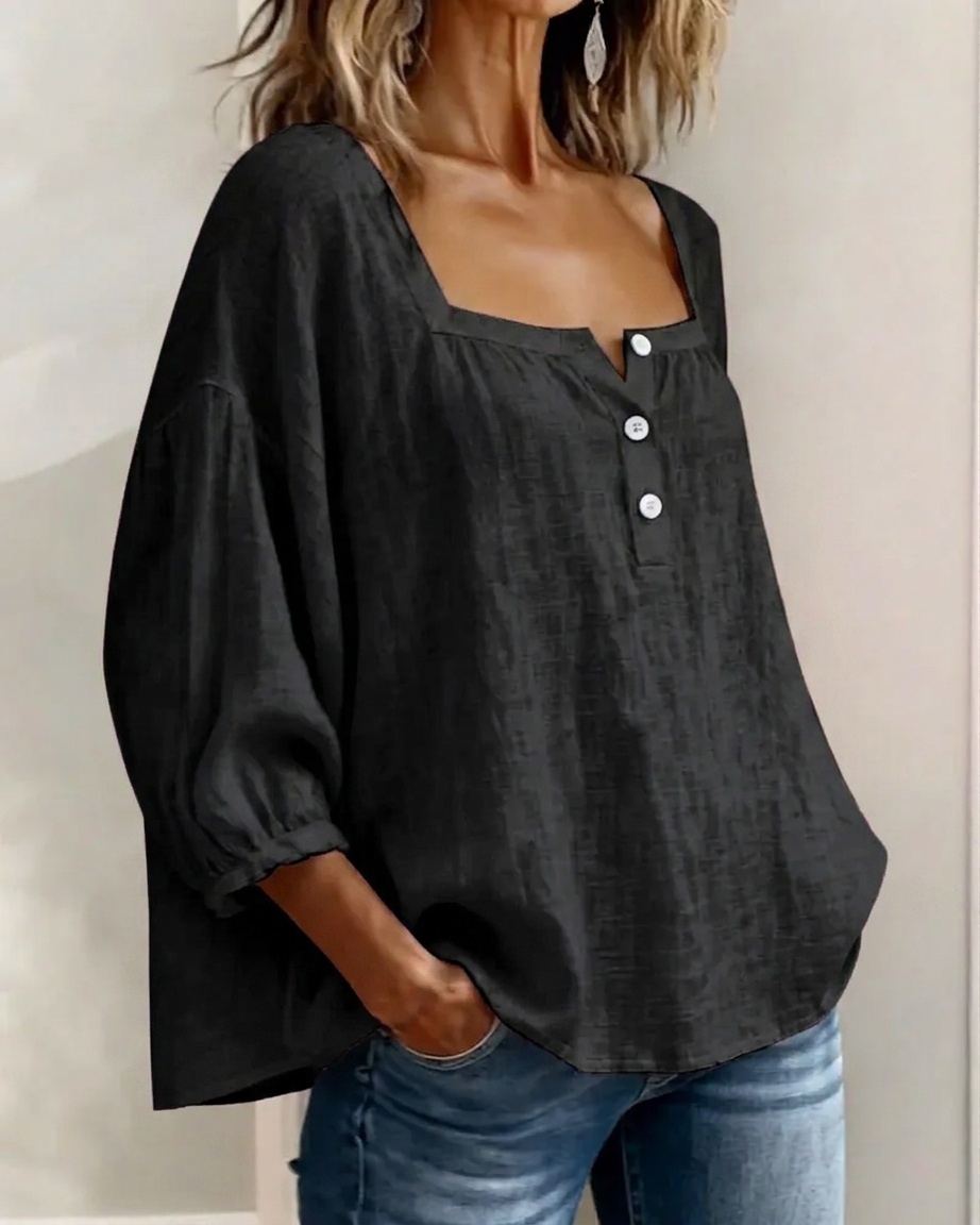 New Arrivals🌸Square Neck Half Button Blouse