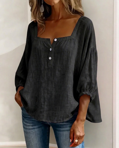New Arrivals🌸Square Neck Half Button Blouse