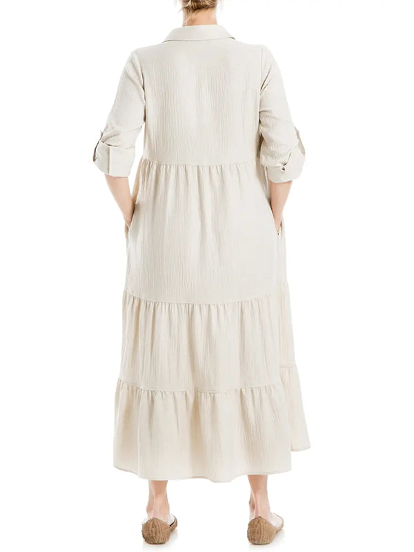 ⏰ LAST DAY SAVE 50% 💥Women's Tiered Long Sleeve Gauze Shirtdress