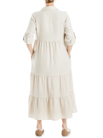 ⏰ LAST DAY SAVE 50% 💥Women's Tiered Long Sleeve Gauze Shirtdress