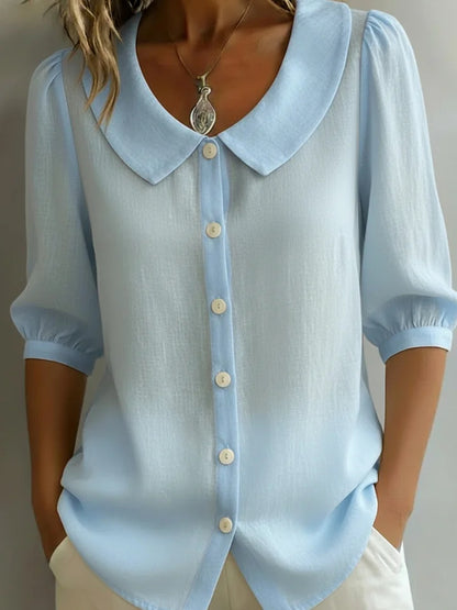 New Arrivals🔥 Women's Retro Peter Pan Collar Cotton Linen Shirt