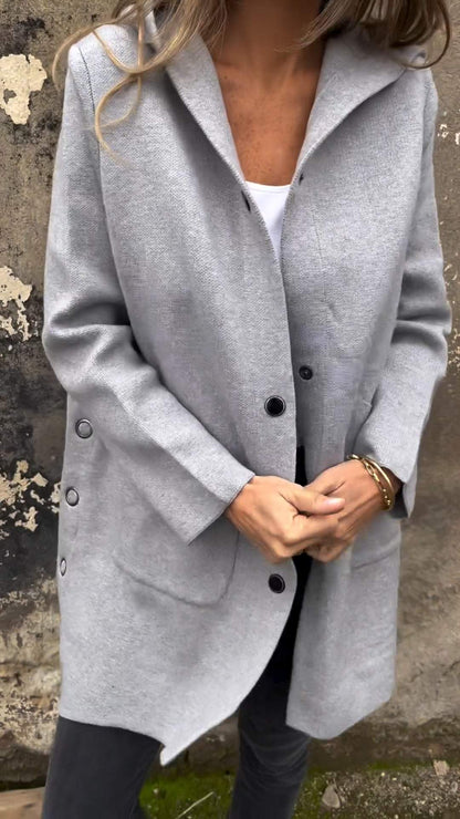 🎄Christmas Sale🔥Women's Hooded Long-sleeved Side Button Design Casual Jacket