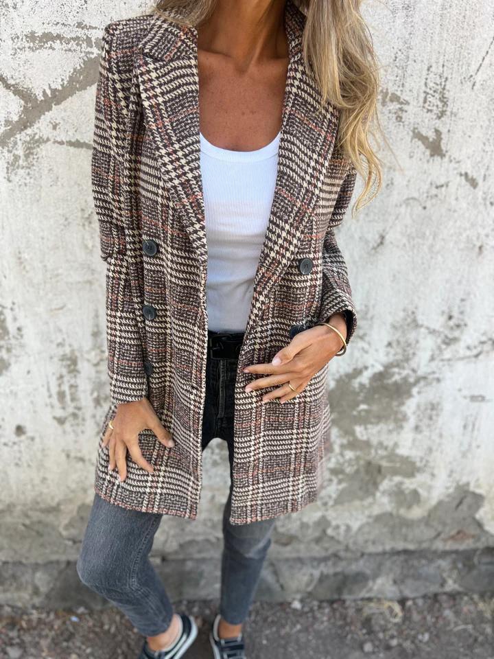 🎄Christmas Sale🔥 Plaid Lapel Blazer Coat