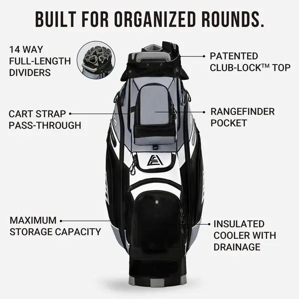 🏌️ Golf T-LOCK Cart Bag 14 Way Organizer Dividers Quiet Golf Bag