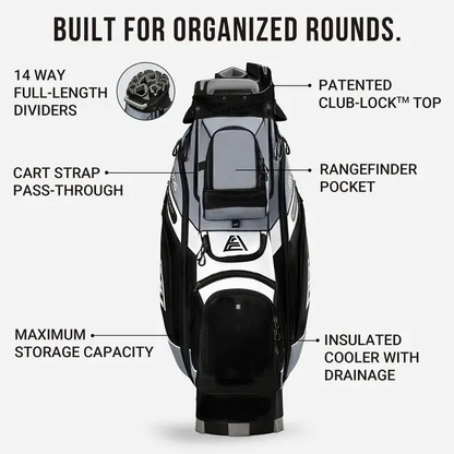 🏌️ Golf T-LOCK Cart Bag 14 Way Organizer Dividers Quiet Golf Bag
