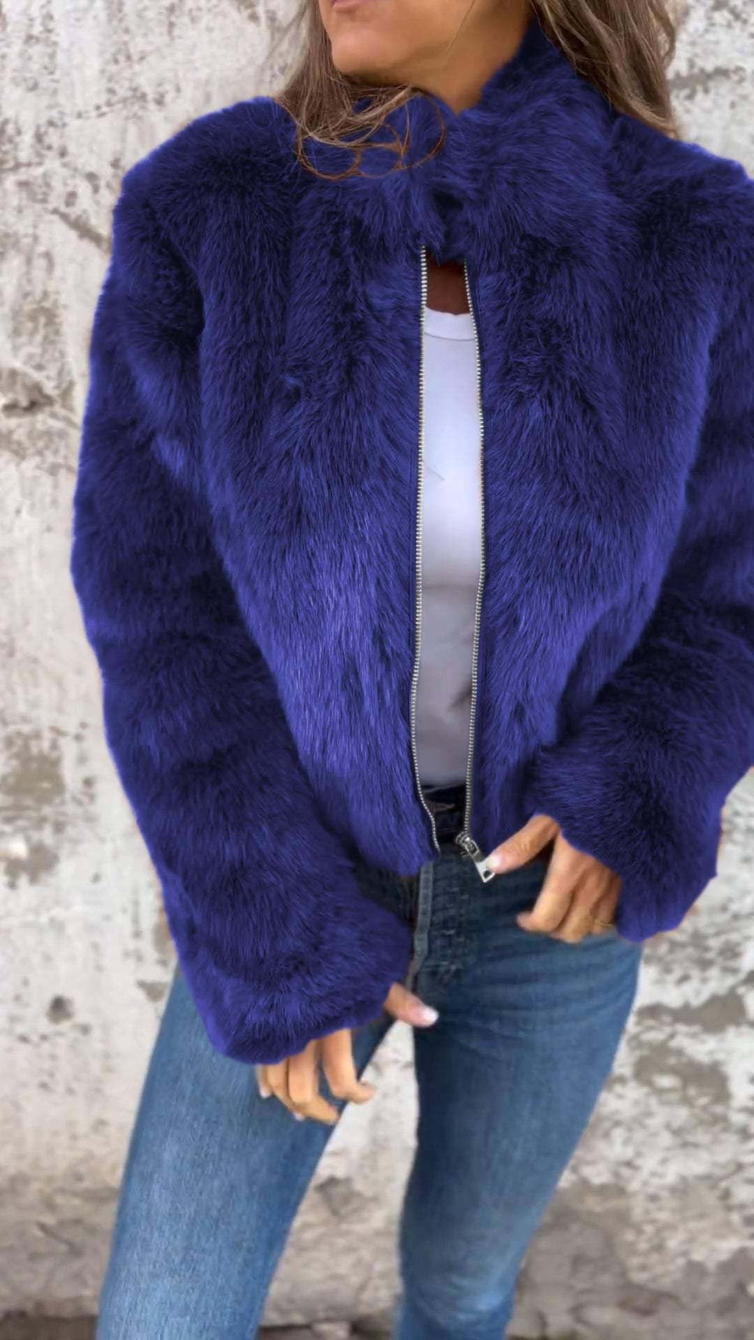 🎄Christmas Sale🔥 Women's High Collar Fur Zipper Casual Jacket