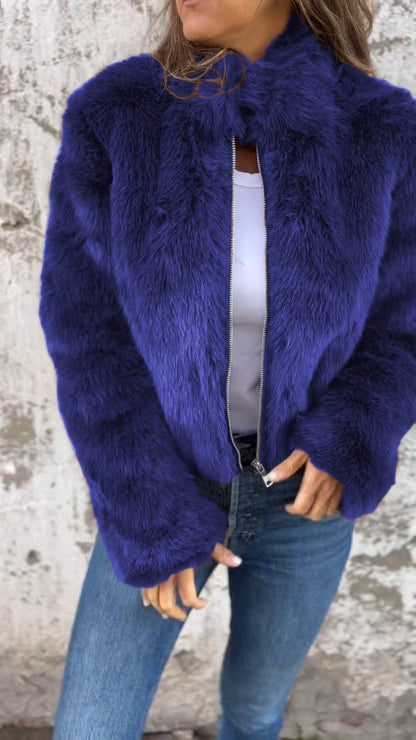 🎄Christmas Sale🔥 Women's High Collar Fur Zipper Casual Jacket