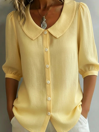 New Arrivals🔥 Women's Retro Peter Pan Collar Cotton Linen Shirt