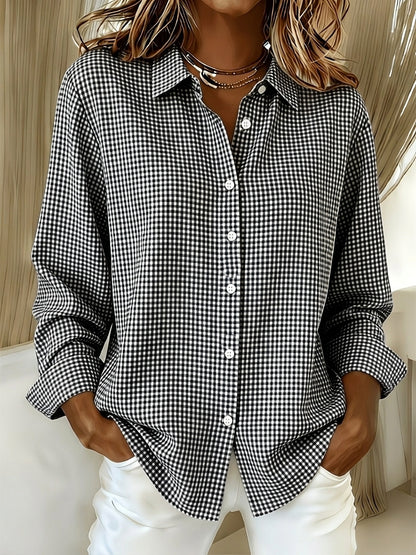 🔥CLEARANCE SALE🔥 Women's Casual Gingham Long Sleeve Button Down Shirt