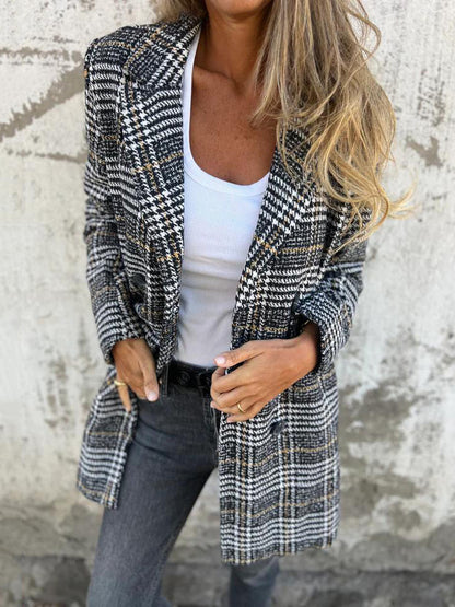 🎄Christmas Sale🔥 Plaid Lapel Blazer Coat