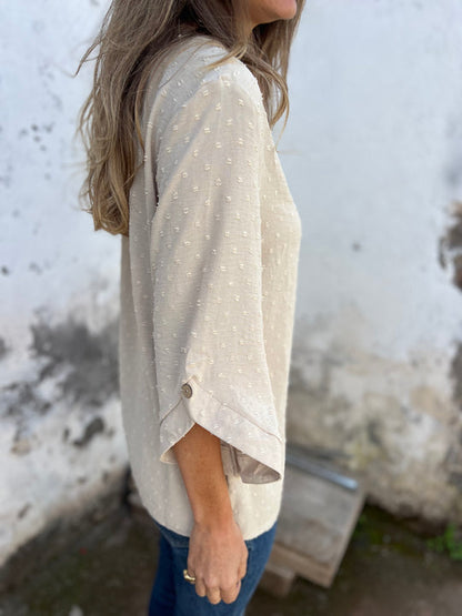 🎄Christmas Sale🔥 Round Neck Embroidered Large Cuffs Casual Shirt