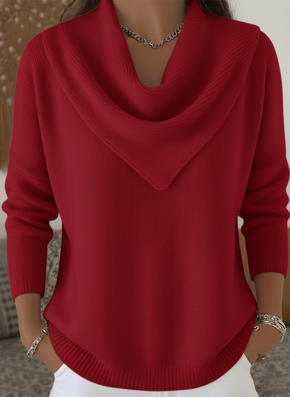 🎄 CLEARANCE SALE🔥 Elegant Retro Soft Triangle Neck Solid Color Sweater Top