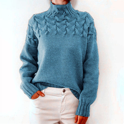 AUTUMN FLASH SALE🔥Women's Jumper Turtleneck Cable Knit Braided Fall Winter Pullover Sweater
