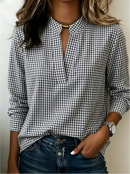 Today 49% Off🔥Women’s Classic Gingham Split V-Neck Blouse
