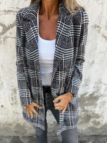🎄Christmas Sale🔥 Plaid Lapel Blazer Coat