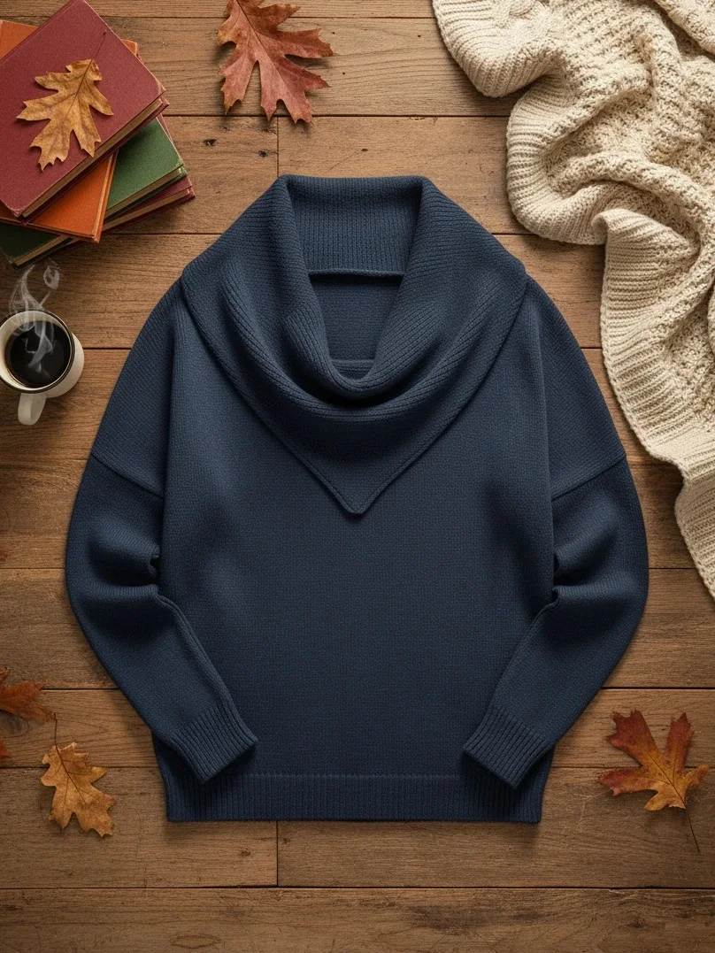 🎄 CLEARANCE SALE🔥 Elegant Retro Soft Triangle Neck Solid Color Sweater Top