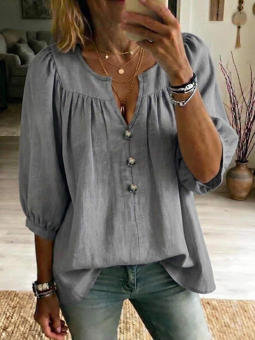 New Arrivals💥Women's Cotton-linen 3/4-sleeve T-shirt