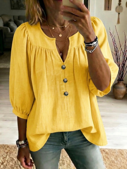 New Arrivals💥Women's Cotton-linen 3/4-sleeve T-shirt