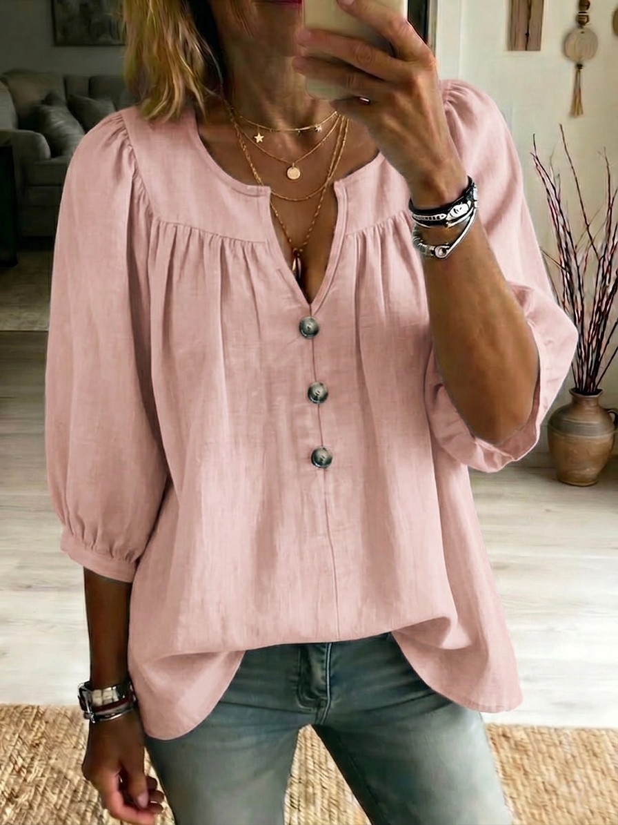 New Arrivals💥Women's Cotton-linen 3/4-sleeve T-shirt