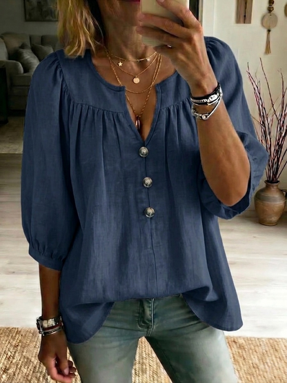 New Arrivals💥Women's Cotton-linen 3/4-sleeve T-shirt
