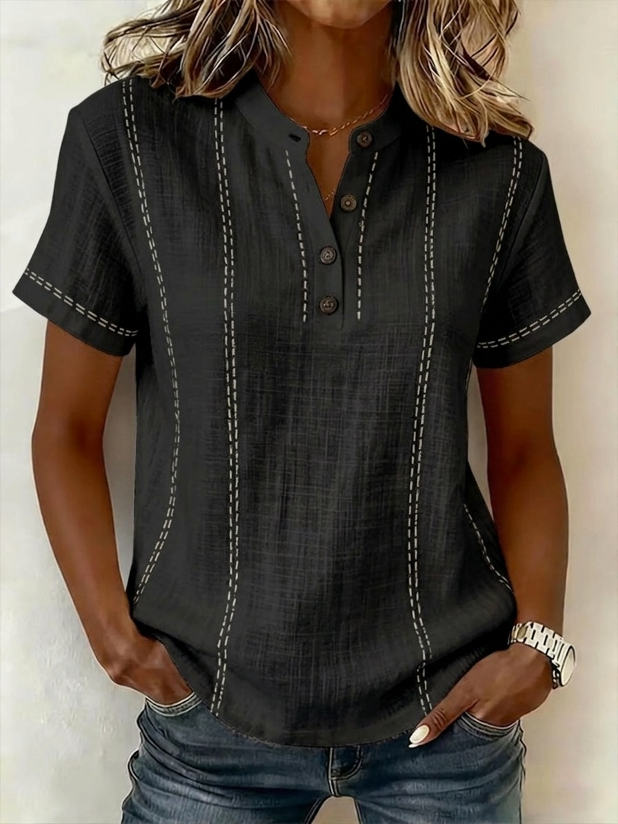 New Arrivals🔥Women's V-neck Short-sleeve Casual Loose Cotton-linen Top