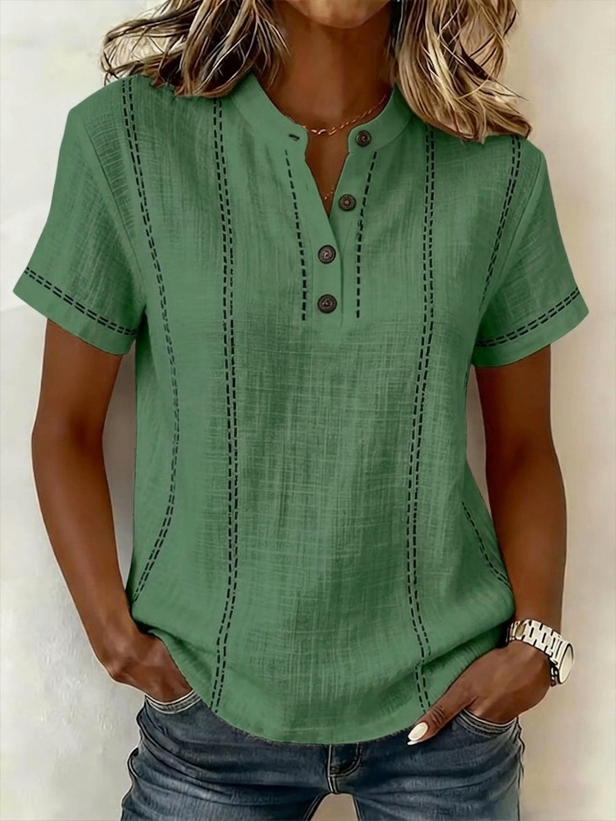 New Arrivals🔥Women's V-neck Short-sleeve Casual Loose Cotton-linen Top
