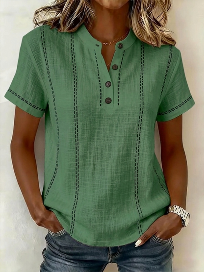 New Arrivals🔥Women's V-neck Short-sleeve Casual Loose Cotton-linen Top
