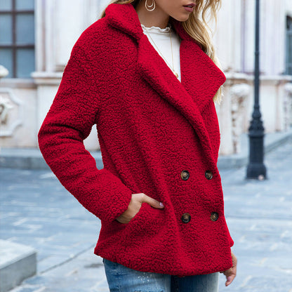 🎄Christmas Sale🔥Loose Lapel Winter Button Jacket Cardigant Fluffy Coat - 51% OFF