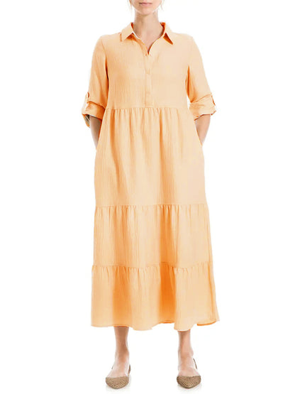 ⏰ LAST DAY SAVE 50% 💥Women's Tiered Long Sleeve Gauze Shirtdress