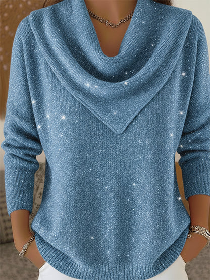 🎄 CLEARANCE SALE🔥 Vintage Soft Triangle Neck Sequined Shiny Sweater Top