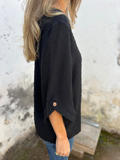 🎄Christmas Sale🔥 Round Neck Embroidered Large Cuffs Casual Shirt