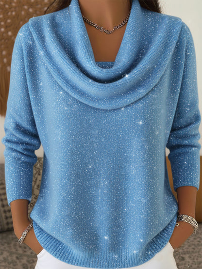 🎄 CLEARANCE SALE🔥 Women's Elegant Solid Color Loose Shiny Sweater
