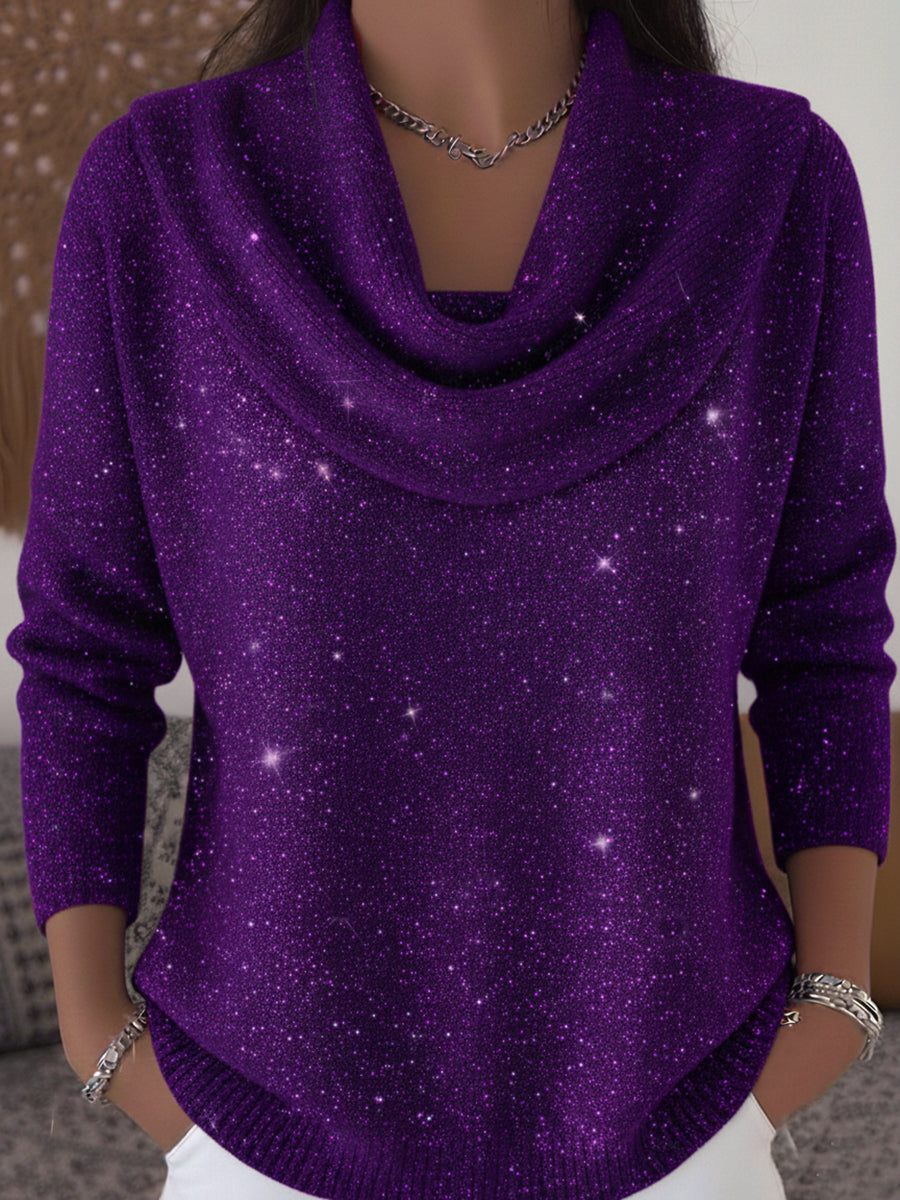 🎄 CLEARANCE SALE🔥 Women's Elegant Solid Color Loose Shiny Sweater