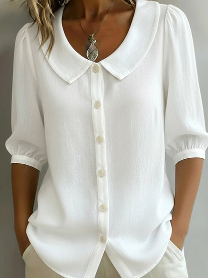 New Arrivals🔥 Women's Retro Peter Pan Collar Cotton Linen Shirt