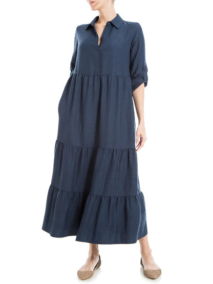 ⏰ LAST DAY SAVE 50% 💥Women's Tiered Long Sleeve Gauze Shirtdress