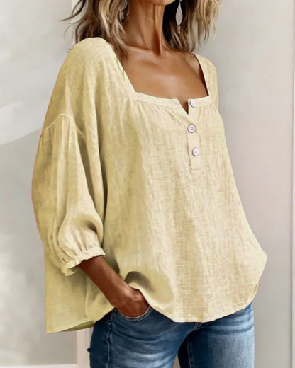 New Arrivals🌸Square Neck Half Button Blouse