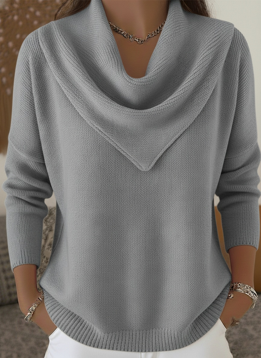 🎄 CLEARANCE SALE🔥 Elegant Retro Soft Triangle Neck Solid Color Sweater Top