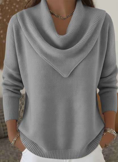 🎄 CLEARANCE SALE🔥 Elegant Retro Soft Triangle Neck Solid Color Sweater Top
